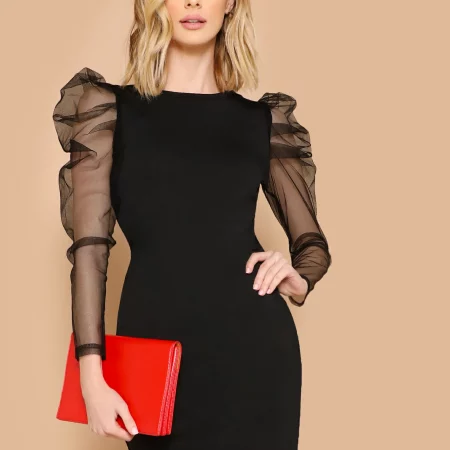 Vestido Negro Corto De Tirantes Con Nudo
